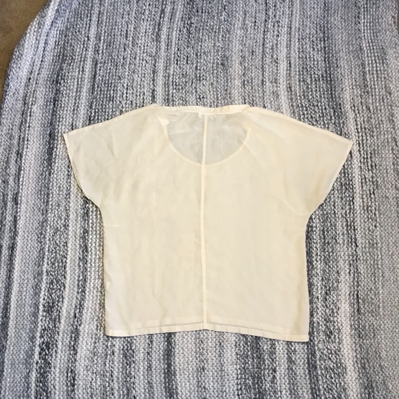 CLUB MONACO Cream/Floral Silk T-shirt Blouse XS - Picture 6 of 8